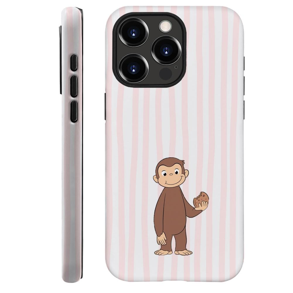 Case for iPhone 15 Pro Max - [Drop Protection Phone Cover] - Hybrid Case for Girl Women - Funny Monkey Stripes 04
