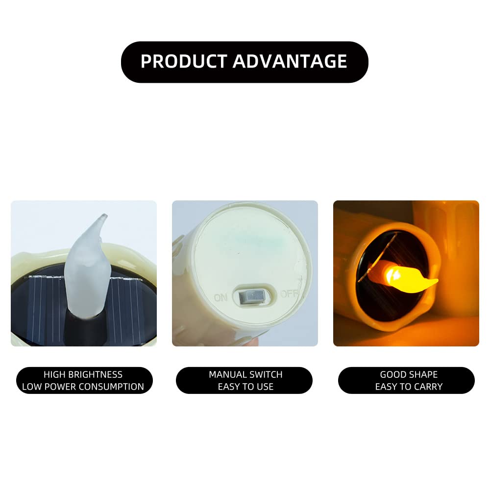 Zhaofubao Solar Candles Lights, Warm Yellow Flashing Light, Solar Charging Tea Wax Light, 6 Fire Wax Lights, Suitable For Weddin
