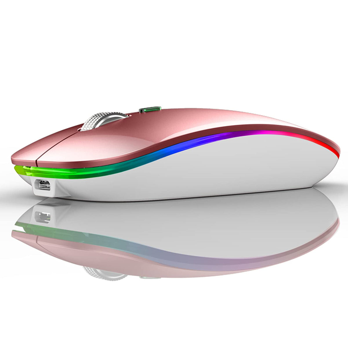 Uiosmuph Led Wireless Mouse, G12 Slim Rechargeable Silent 2.4G Portable Optical Wireless Computer Mice With Usb Receiver And Typ