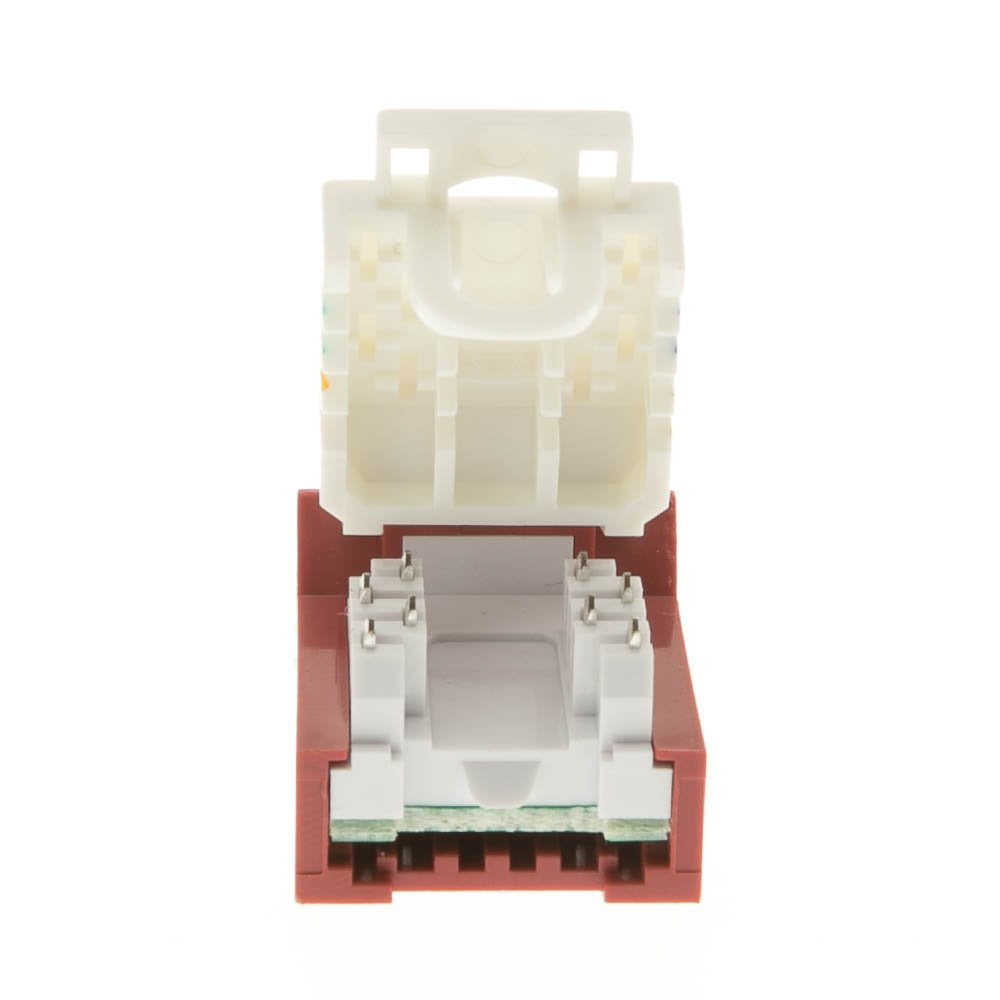 Cablewholesale Cat5E Keystone Jack, Toolless Rj45 Female (Utp) To 110 Punch Down Connector, Red