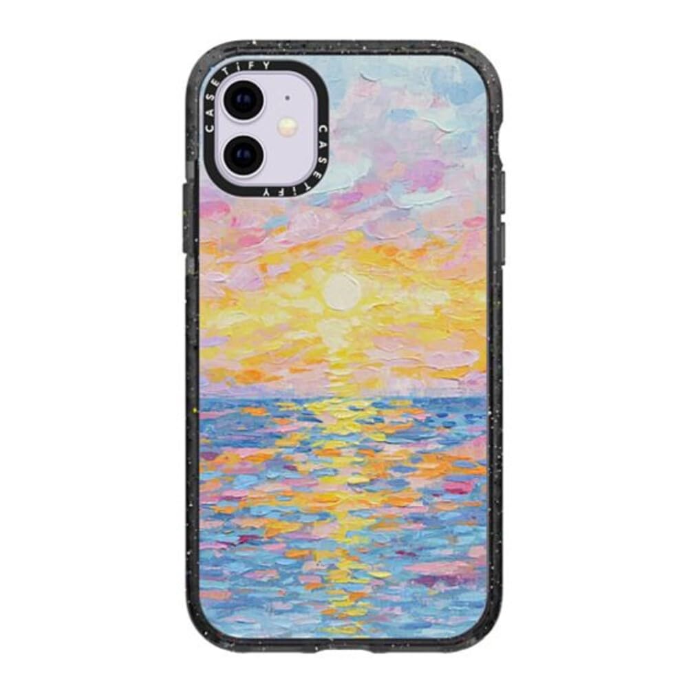 Casetify Impact Case For Iphone 11   Frosted Sunset   Clear Black