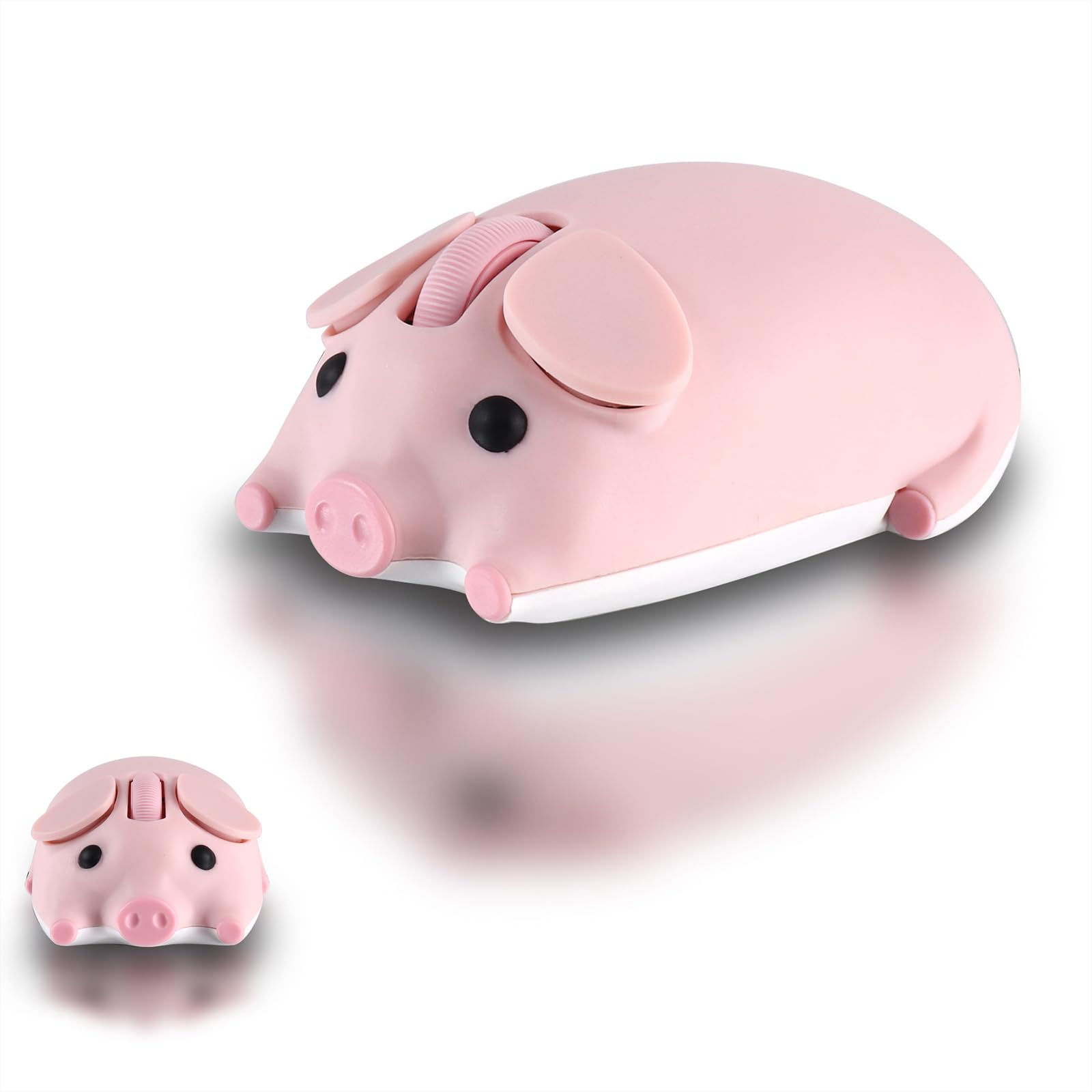 elec Space Cute Pig Design Wireless Mouse Dual Mode Bluetooth & USB Mouse, Silent Operation, Ergonomic, Perfect for Laptops & PC