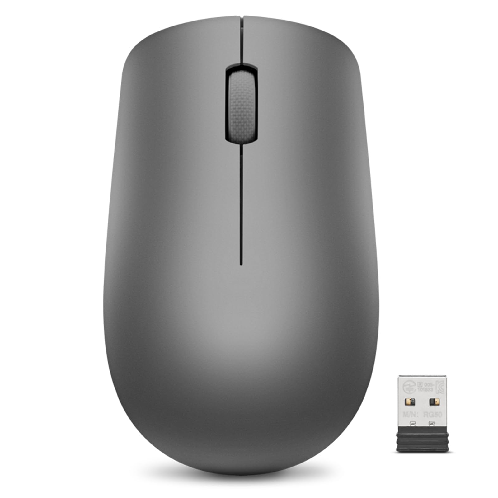 Lenovo 530 Wireless Mouse With Battery, 1200 Dpi Optical Mouse, Usb Receiver, 3 Button, Portable, Ambidextrous, Gy50Z49089, Grap