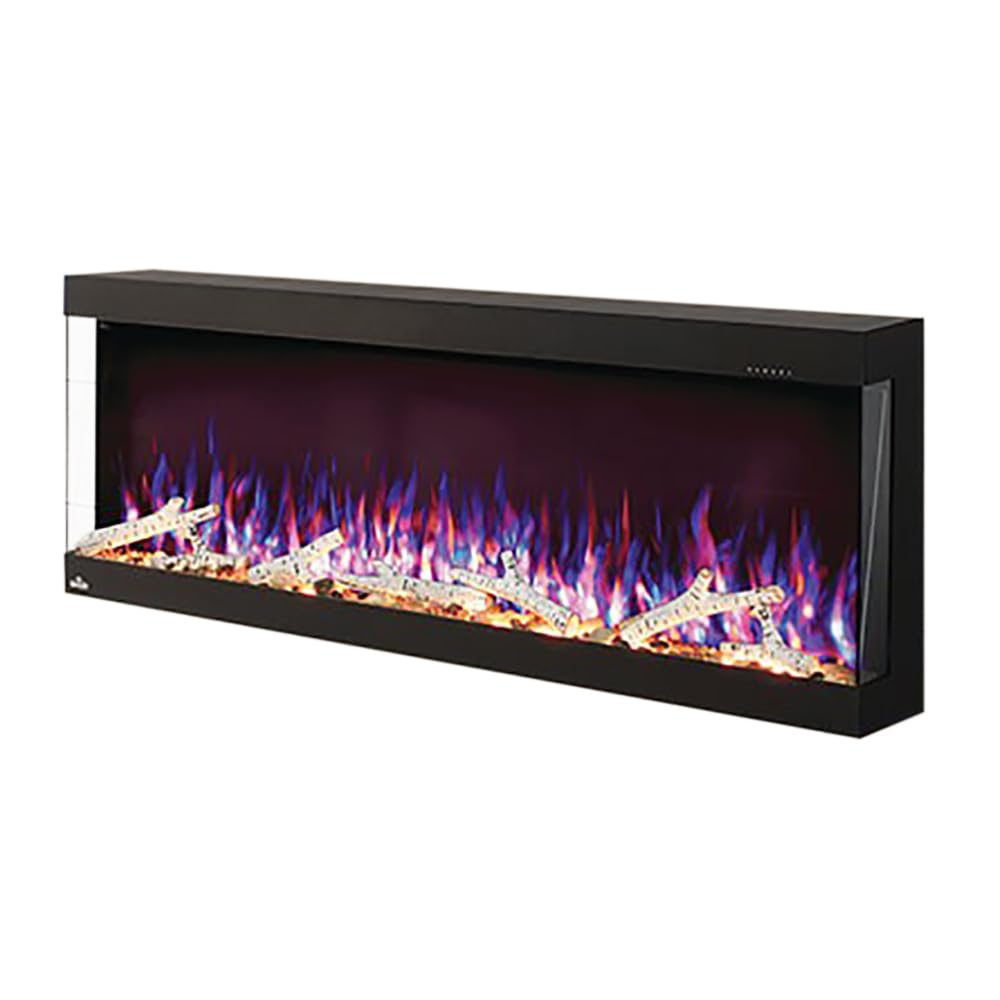 Napoleon Trivista Pictura 50   Nefl50H3Sv   Wall Hanging Electric Fireplace, 50 In, Black, Glass Front, Realistic Flames, Led Em
