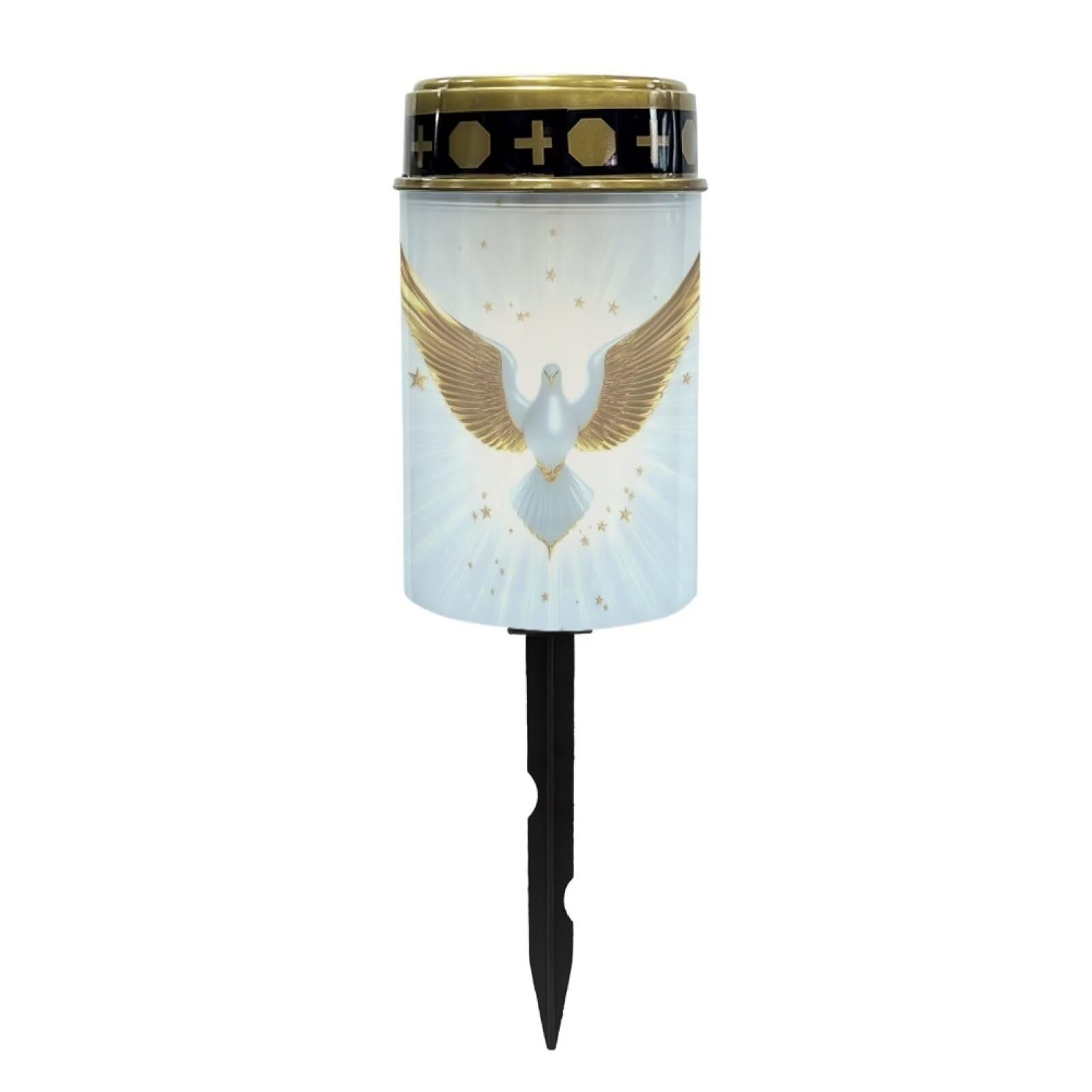 Uorisanigo Gold Peace Dove Cemetery Solar Lights For Grave Waterproof Solar Grave Lights For Cemetery Decoration Automatic Solar