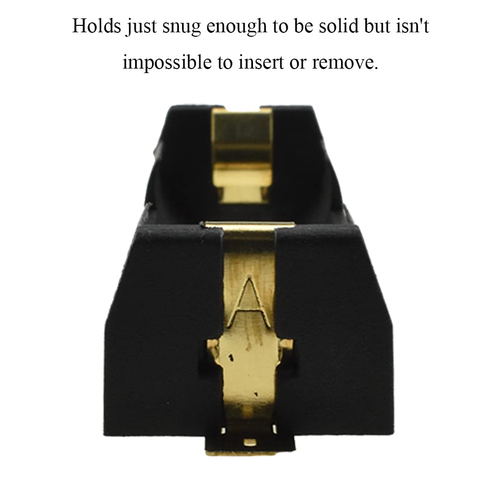 Hahiyo 18650 1 Slot Battery Holder Clip Storage Case Copper Good Contacts 3.7V Diy Charging Power Not Leak Secure Snug Hold Wide