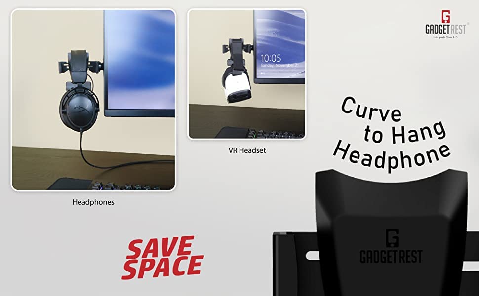 2 In 1: Cell Phone Holder/Mount By Gadgetrest, Can Hold Headphones Also, For Home And Office Only, Adjustable, Gravity Phone Mou