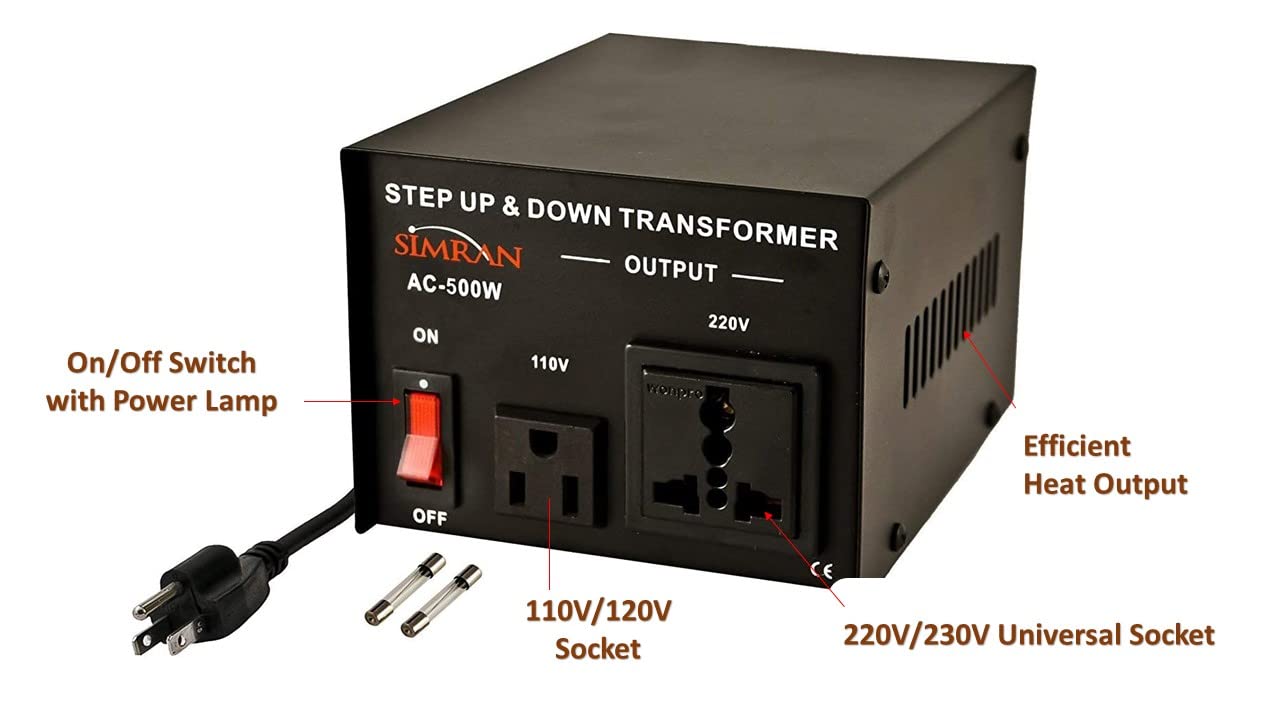 Simran Ac 500 110 To 220 Voltage Power Converter Step Up Down Transformer, 500 Watt, Black