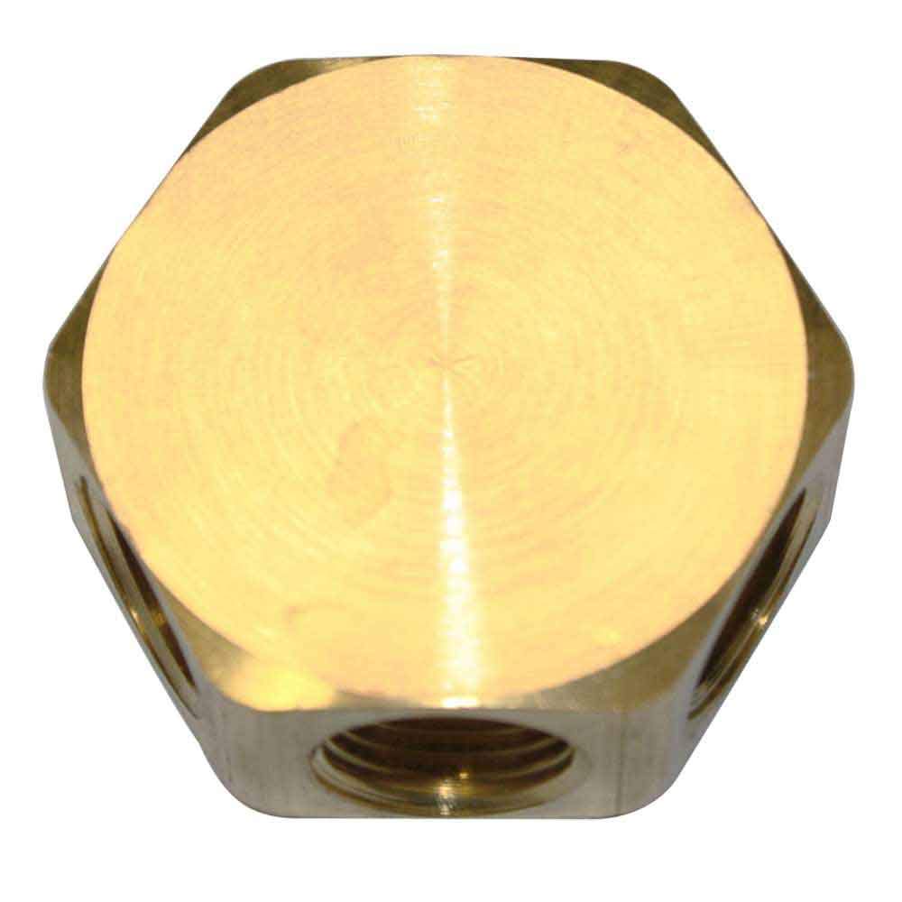 Interstate Pneumatics Fpm66R 3 Brass Flat Hex Manifold   In Out 3/8 Inch Npt Female 3 Way Outlet   Pack Of 2