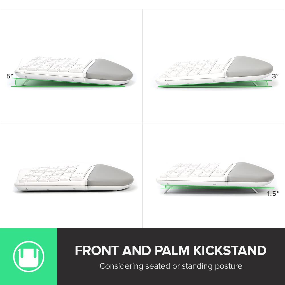 Delux Wireless Ergonomic Split Keyboard With Cushioned Palm Rest Against Carpal Tunnel, [Standard Ergo] Keyboard Series, Multi D