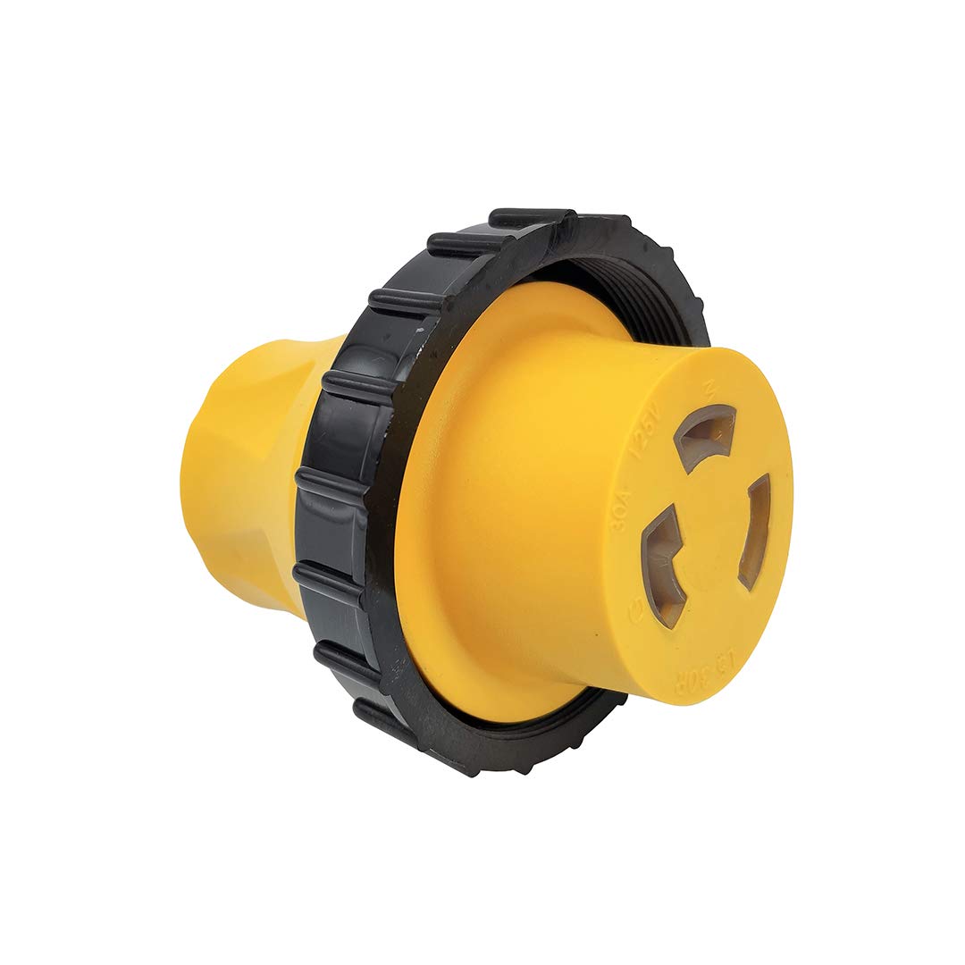 Parkworld 691685 Shore Power Adapter Household 15A 5 15 Plug To Rv Twist Lock 30A Socket L5 30 Receptacle With Locking Ring (Adapter)