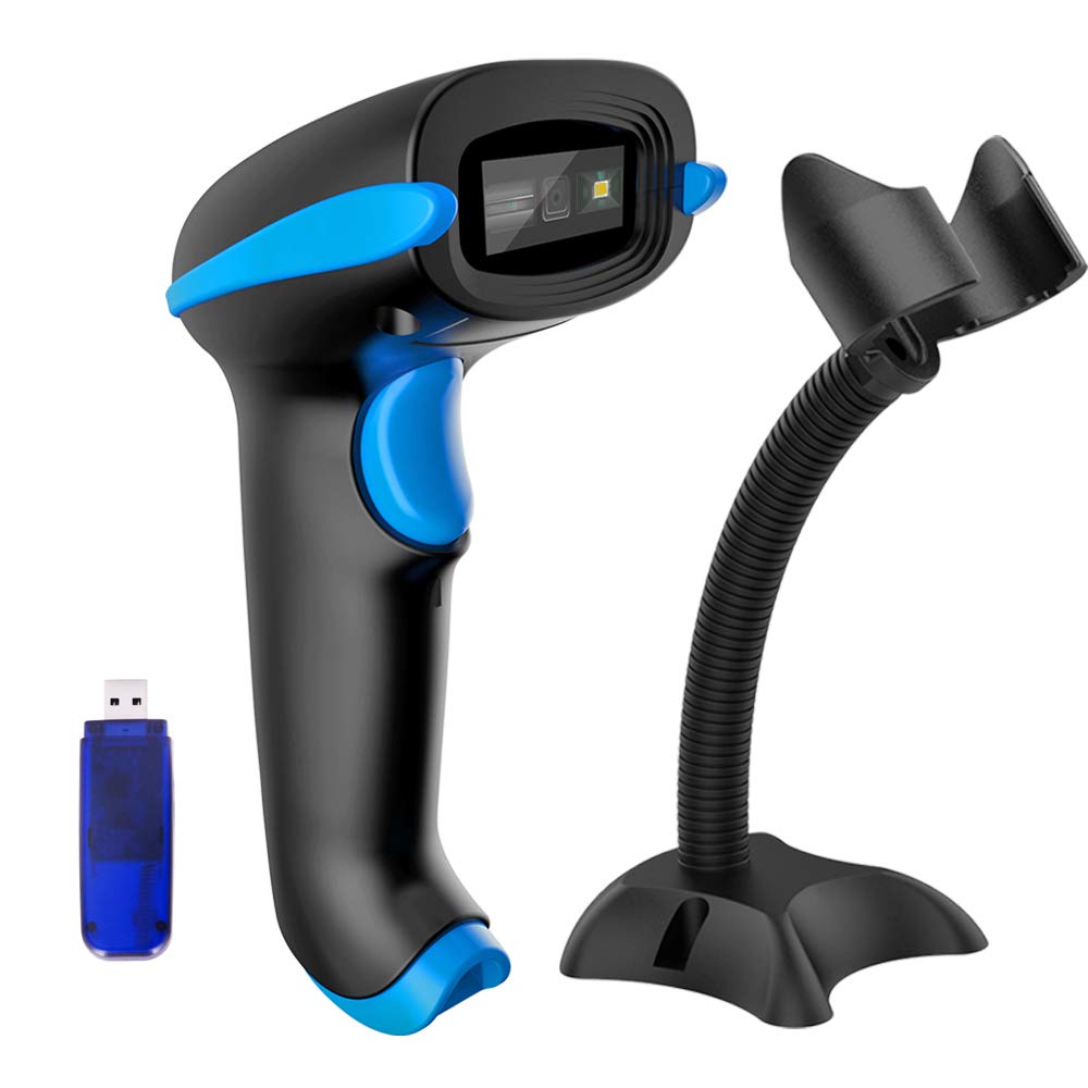 NADAMOO QR Code Scanner Wireless 2D Barcode Scanner With Stand Supports Screen Scan Handheld CMOS Imager Long Range Portable USB