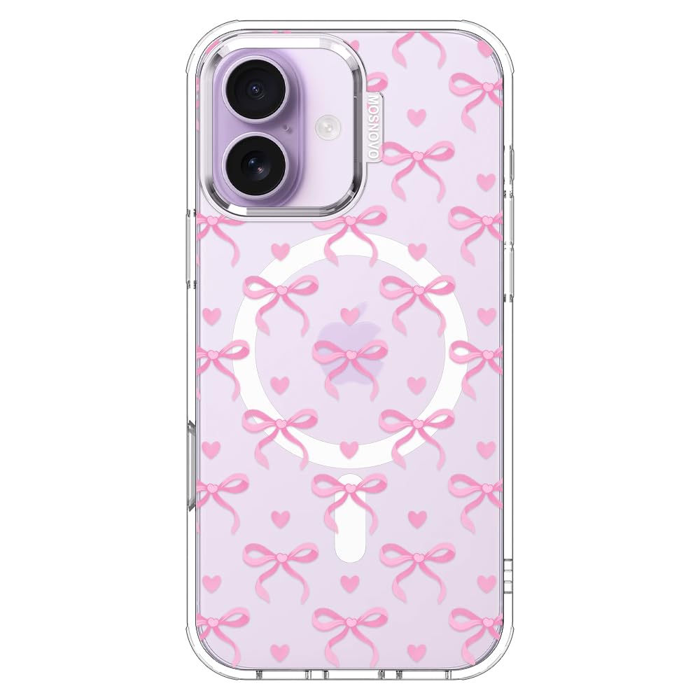 MOSNOVO for iPhone 17 Case | Compatible with Magsafe | Military Grade 6.6ft Drop Tested | Camera Control | Clear with Bowtiful L