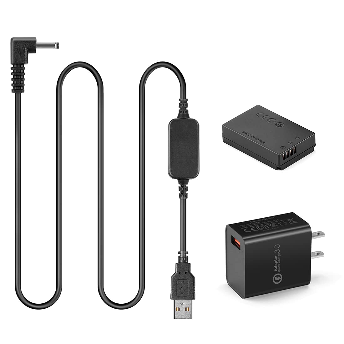 Raeisusp 5 8.4V Usb Drive Cable Ack E12 Power Supply + Dr E12 Dc Coupler Lp E12 Dummy Battery+ Qc3.0 Usb Adapter Kit For Canon Eos M M2 M10 M50 M100 M200 Kiss M, Kiss M2 Eos M50 Mark Ii