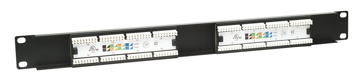 Intellinet 16 Port Cat 6 Network Patch Panel Rackmount   Installer Grade 3Mm 50 Micro Inch Gold Plated Jack Contacts   Black 519