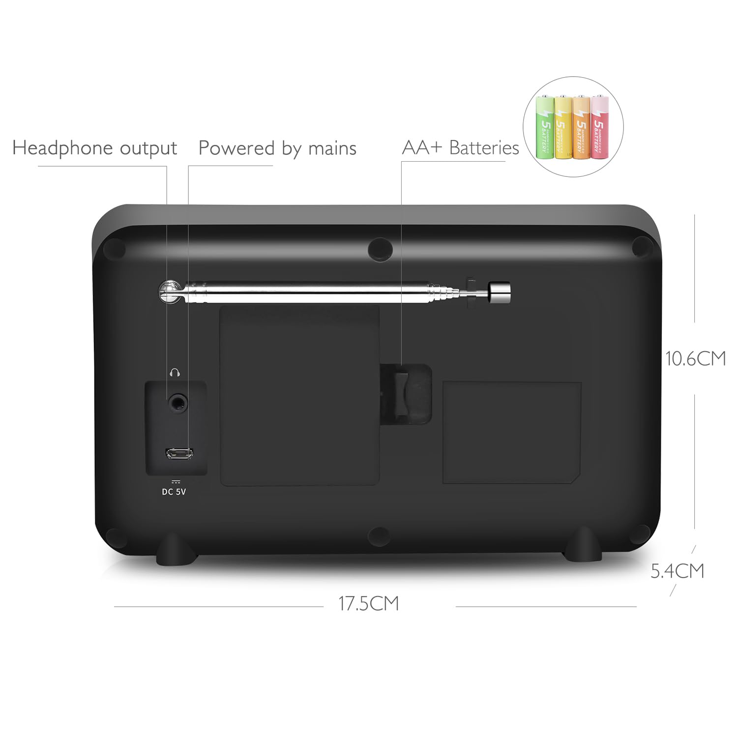 Lemega Ir1 Portable Wifi Internet Radio,Fm Digital Radio,Bluetooth Speaker,Dual Alarms Clock,Sleep Snooze Timer,40 Presets, Headphone Output,Colour Display,Batteries Or Mains Powered � Black Finish