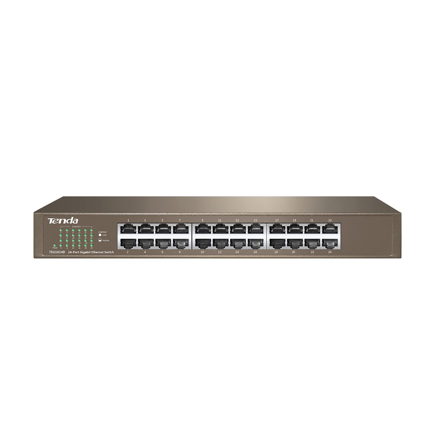 Tenda Teg1024D, 24 Port Gigabit Switch, Unmanaged Desktop Network Hub, Office Ethernet Switch, Fan Less Metal Design, Plug & Pla