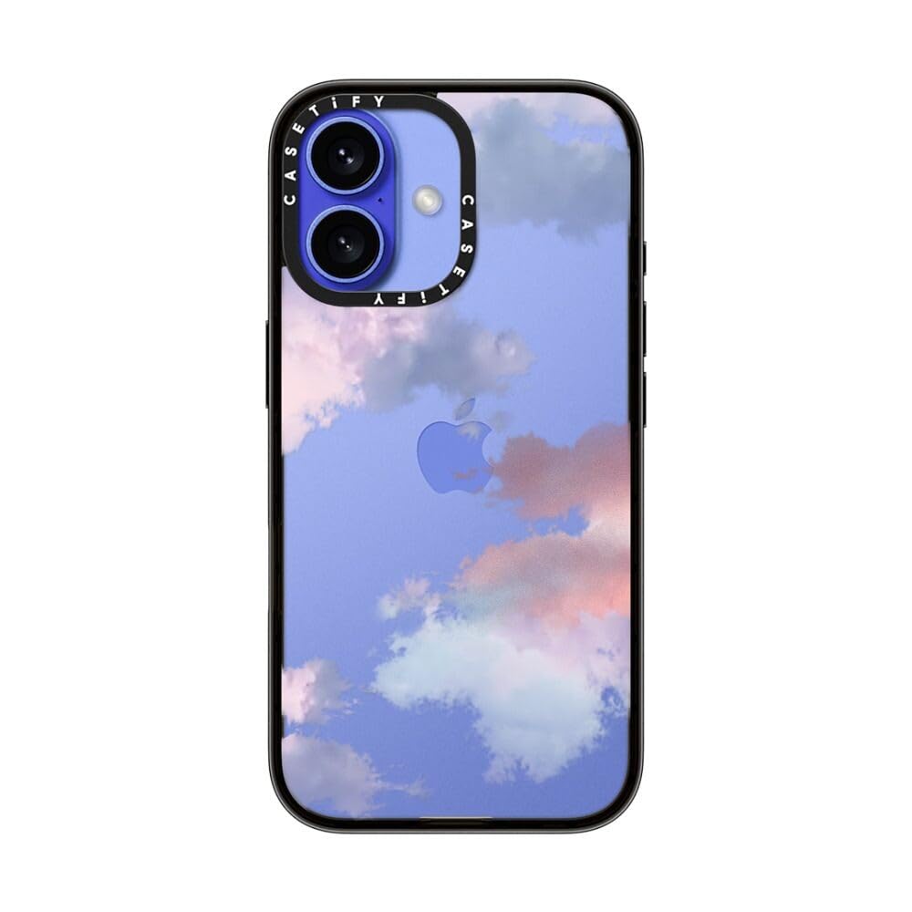 Casetify Compact Case For Iphone 16 [Lightweight / 4 Ft. 2X Military Grade Drop Protection/Slim]   Clouds   Clear Black