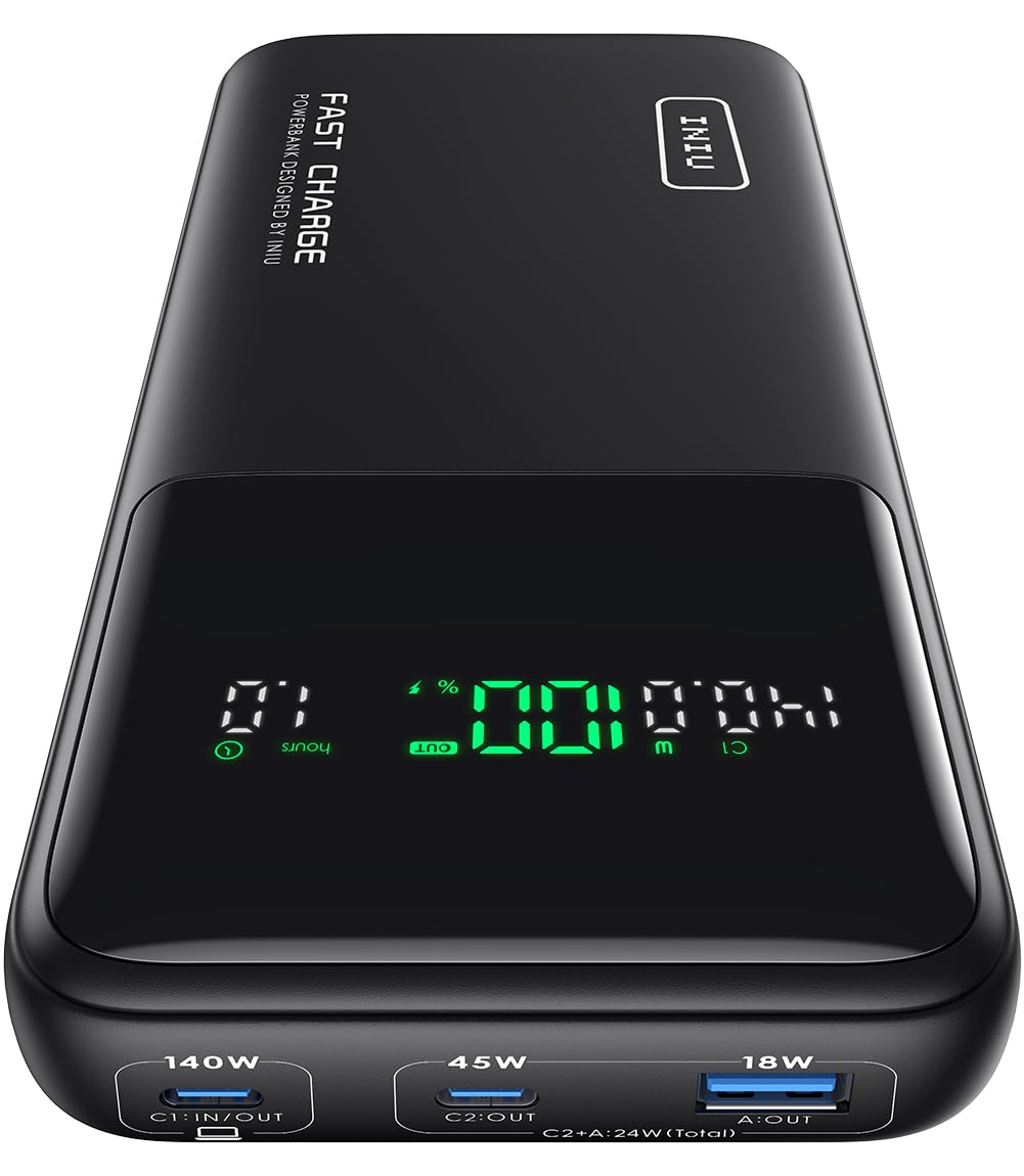 Iniu 140W Power Bank, 27000Mah High Capacity Laptop Portable Charger, Usb C In&Out Tablet Powerbank, Smart Digital Display Phone