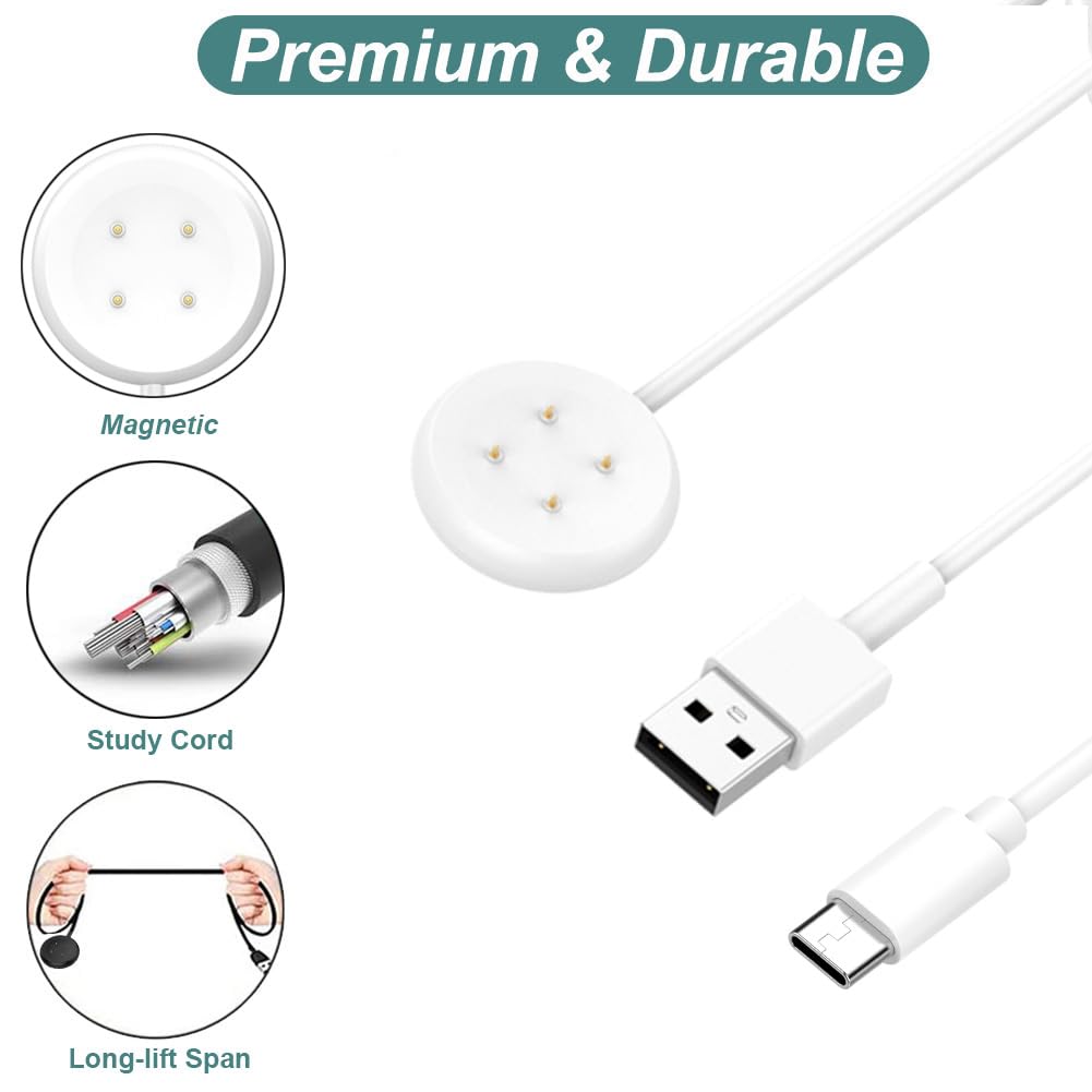 Charger For Google Pixel Watch 2 & 3, Replacement Usb-A/C Charging Cable Cord For Smart Watch (3.3Ft/1M) (White)