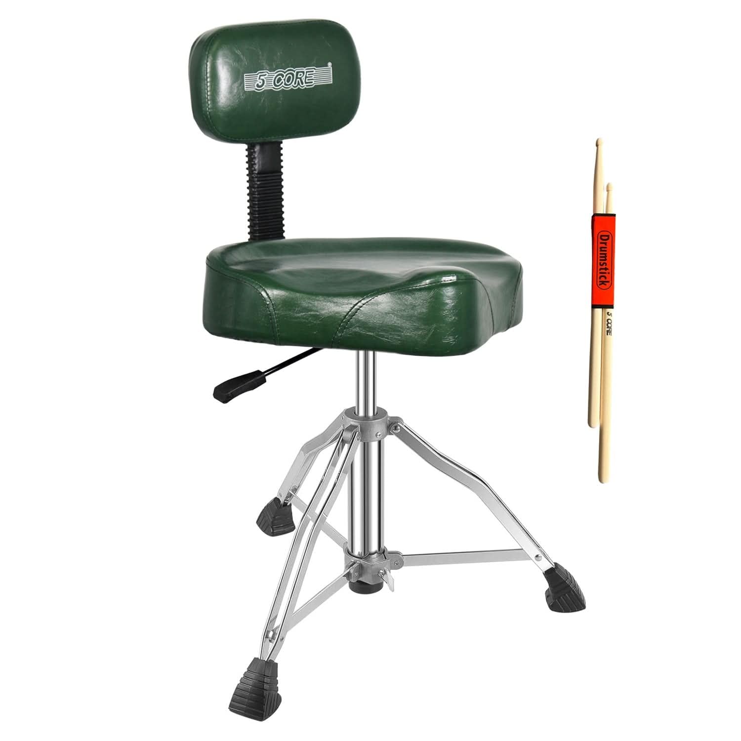 5 CORE Drum Throne with Backrest Padded 4 Motorcycle Seat Airlift Adjustable Heavy Duty Comfortable Drummer Stool for Studio or 