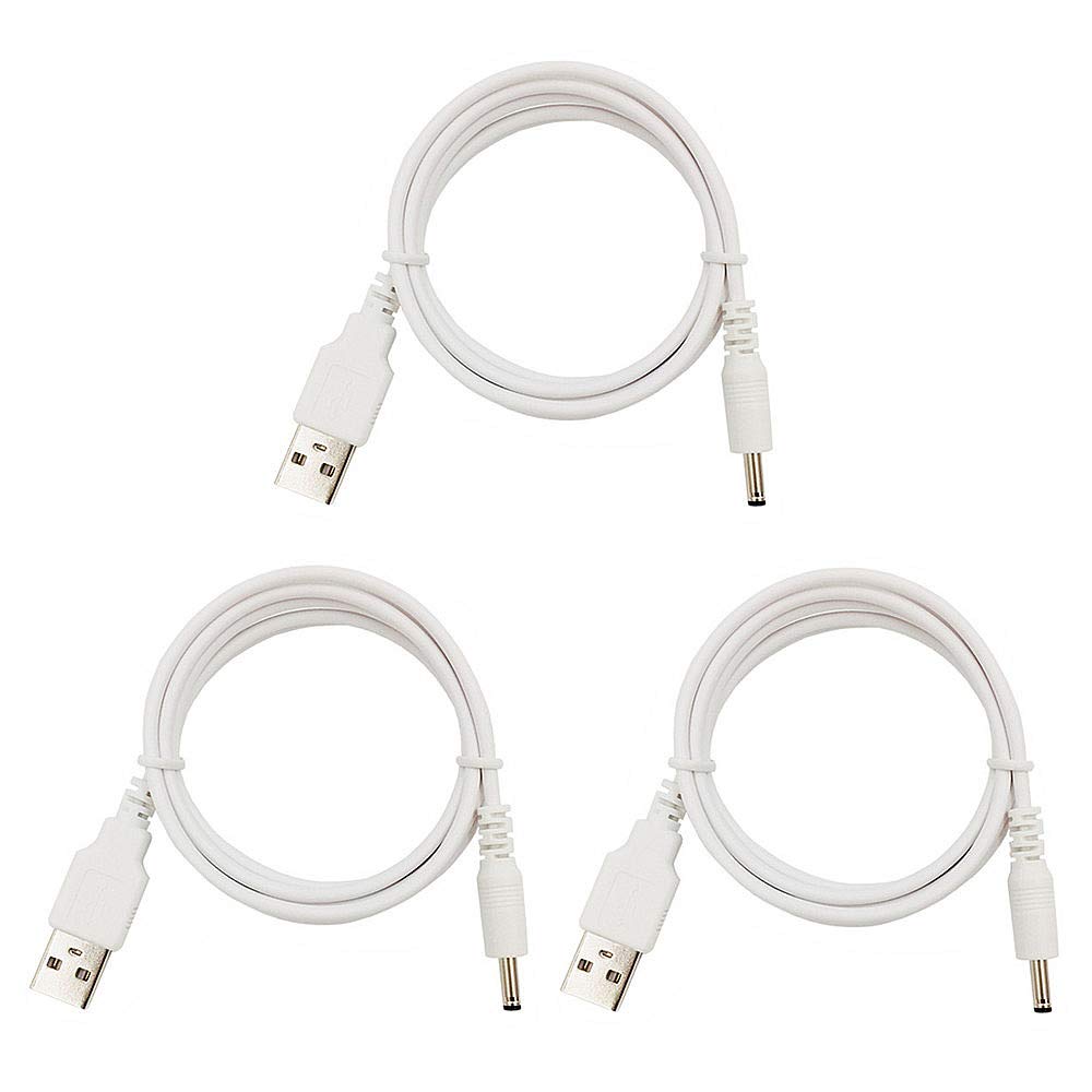 Dzydzr 3 Pcs Extension Cable Usb To Dc Cable   5V Usb 2.0 Port Male To Dc 5V Male 3.5Mm X 1.35Mm Power Cord White 100Cm(3.3Ft)