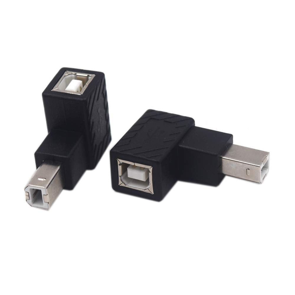 Kework 2 Pack Usb Type B 2.0 Extender, 90 Degree Right Angle Usb B Male To Female Printing And Data Transferring Extension Adapter Connector For Printer Scanner Hdd (Usb B & Right)