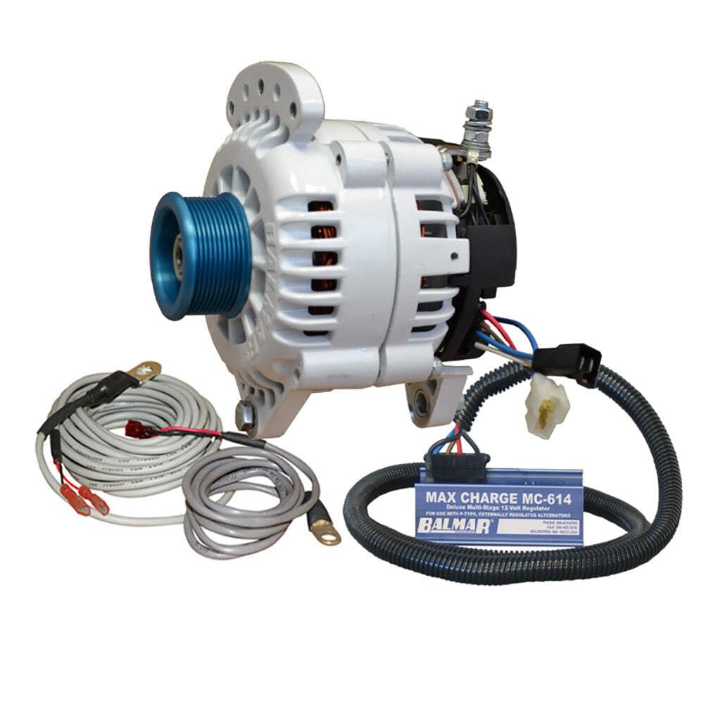 Balmar Alternator 120 Amp Kit 120V 3.15'' Dual Foot Saddle J10 Pulley Regulator &Amp; Temp Sensor,WBAUVB0B5ZYCWDG