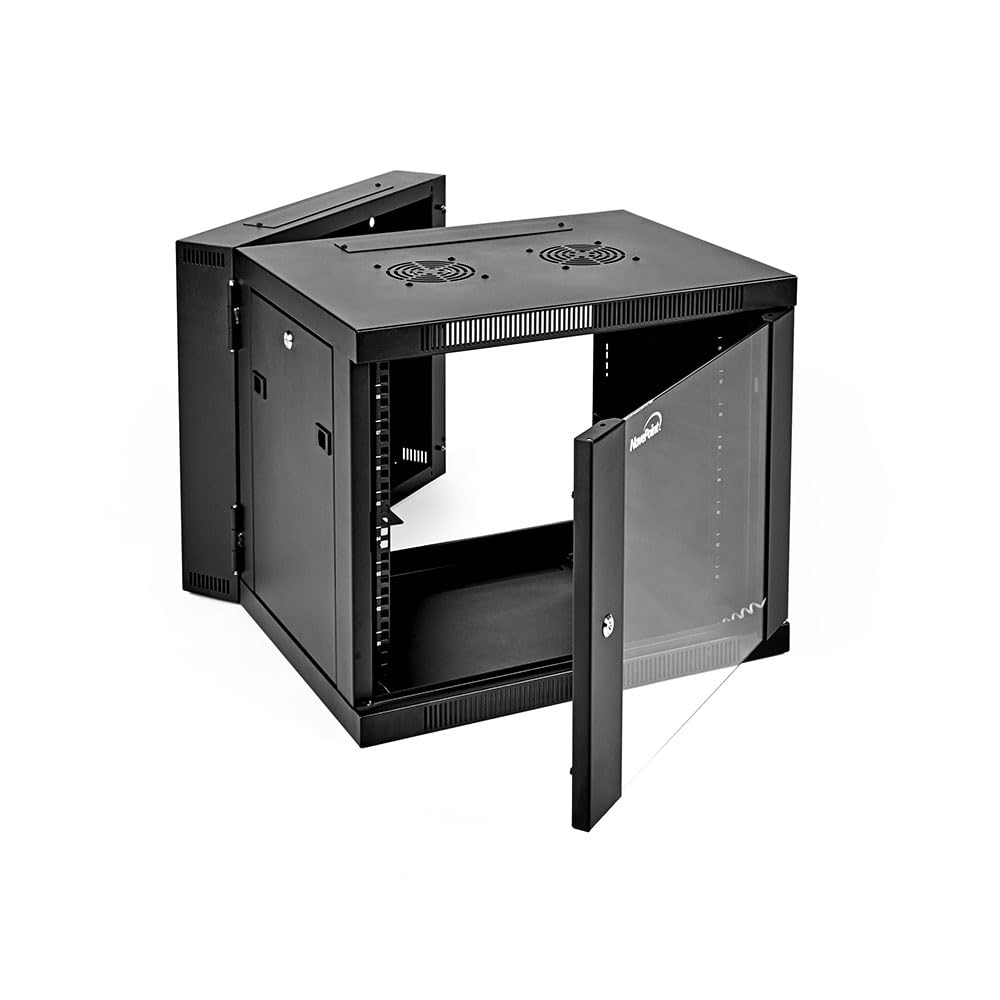 Navepoint 9U Server Cabinet With Hinged Back   21.6    Deep, 9U Server Rack Enclosure With Locking Glass Door, Wall Mount Rack W