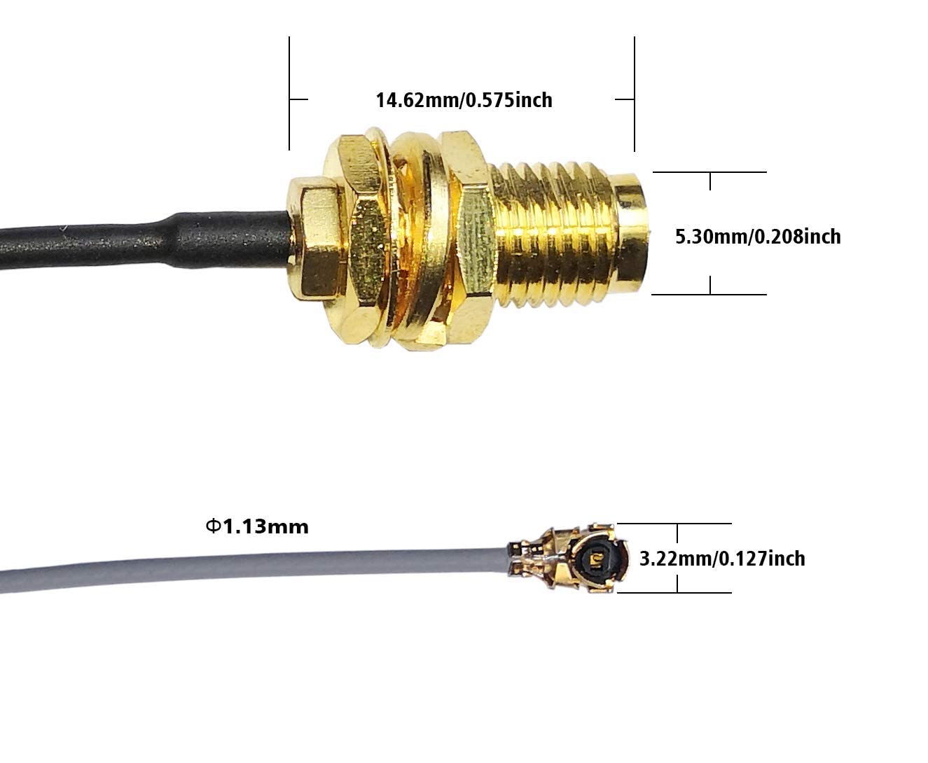 Tenmory Ufl To Sma Mini Pci U.Fl To Rp Sma Female Ipex Connector Pigtail Antenna Extension Cable (10 Inch (2 Pcs))