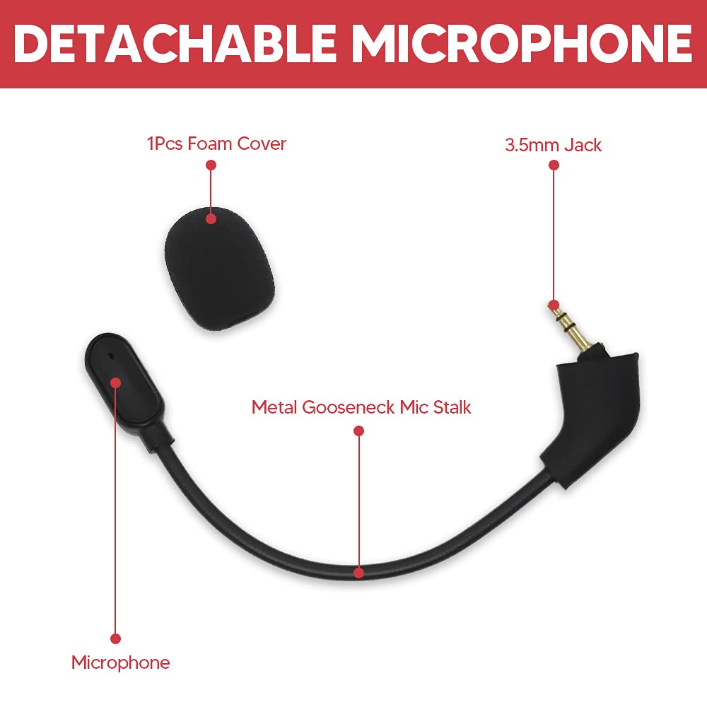 BUTIAO Cloud 2 Mic Replacement - 3.5mm Boom Microphone for Kingston HyperX Cloud 2, PS4, Xbox One, Nintendo Switch - Black, Old Version