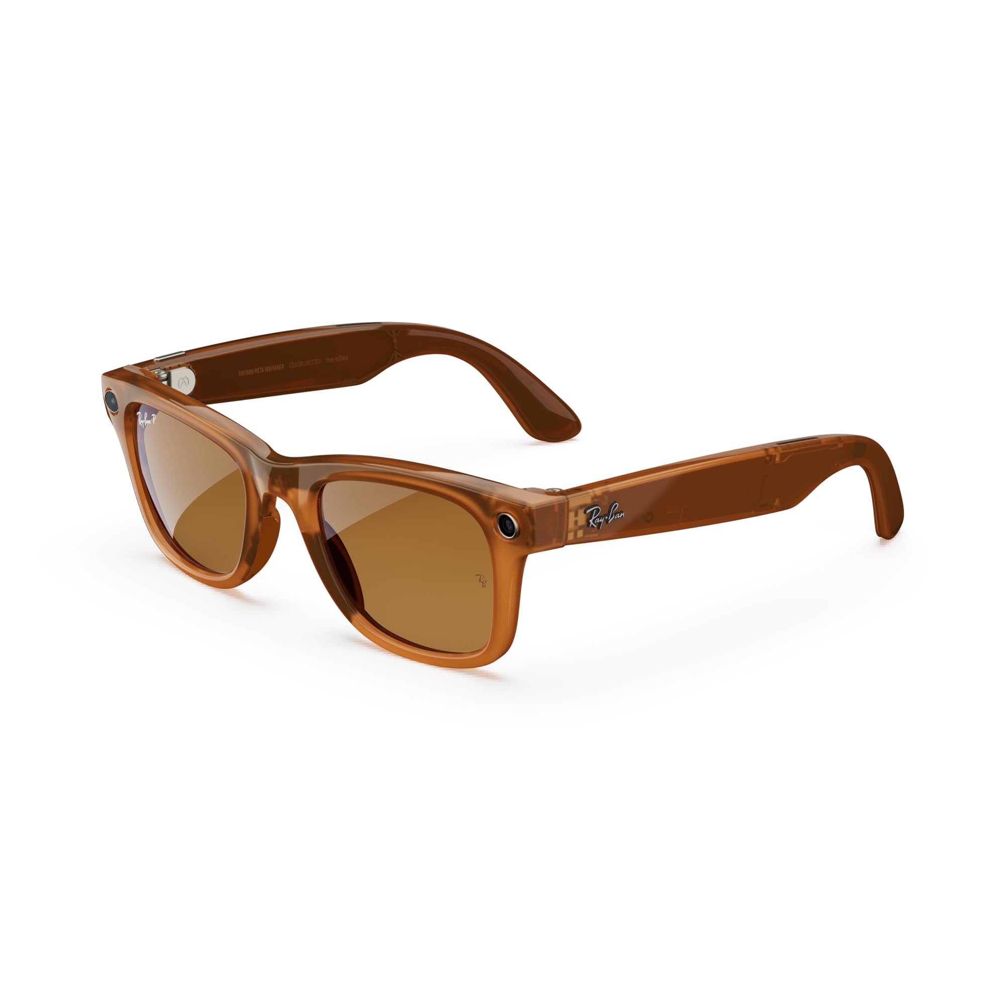 Ray-Ban Meta - Wayfarer (Large) Smart Glasses - Shiny Caramel Transparent, Polarized Brown