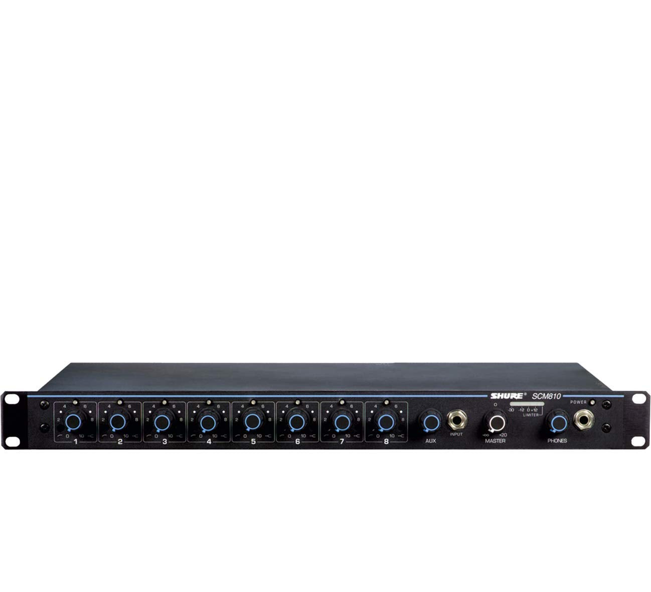 Shure Scm810 Eight Channel Automatic Microphone Mixer With Intellimix, Adjustable Eq Per Channel And 48V Phantom Power, Designed