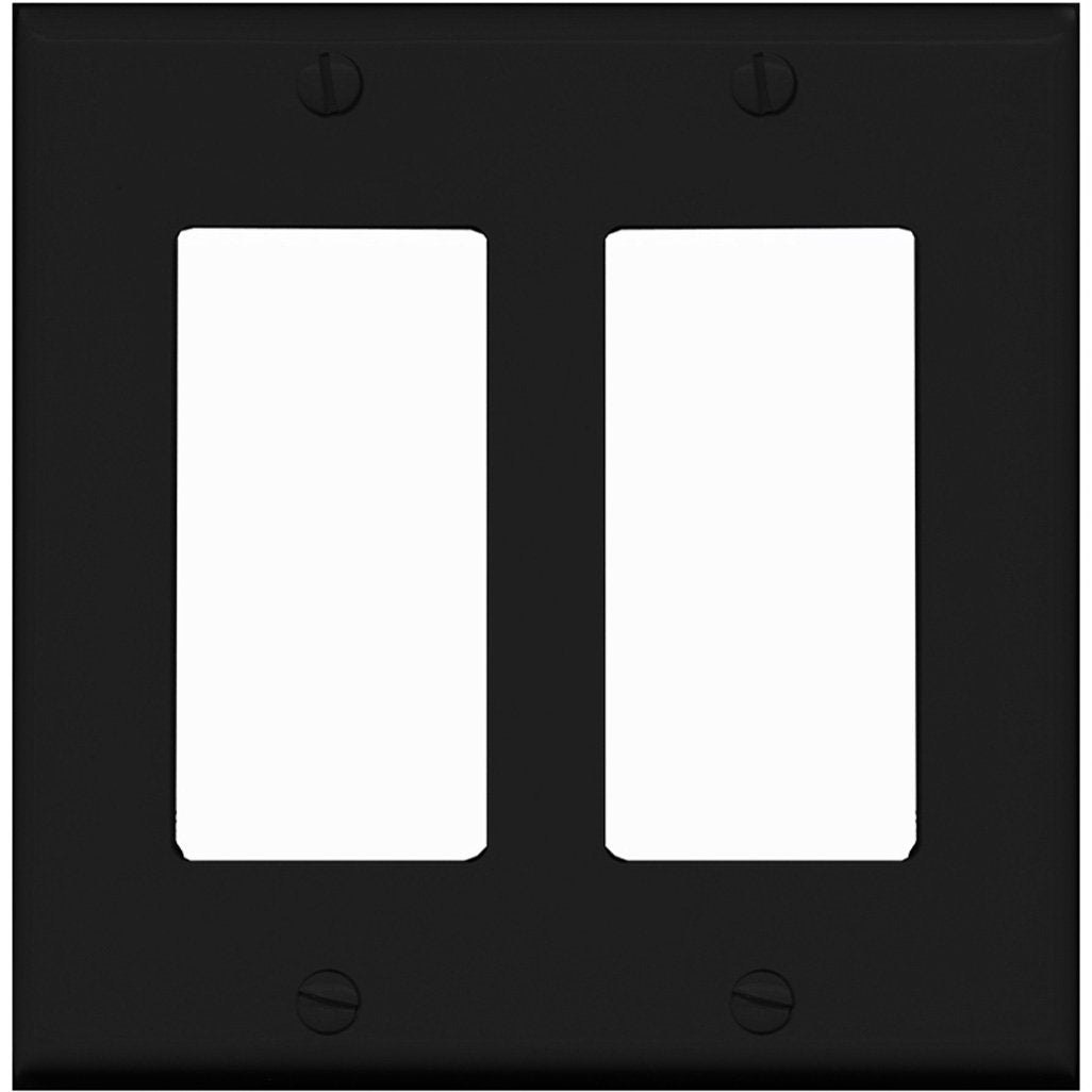 Riteav Blank Wall Plate For Keystone Jacks   Black 2 Gang Decorative