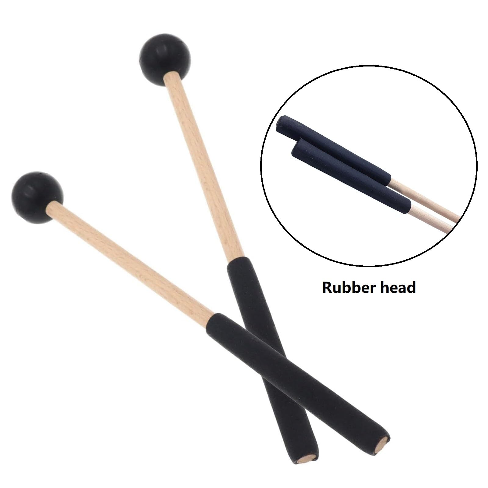 Tuoren 4 Pair Steel Tongue Drum Mallets With Storage Bag, 2 Pair Rubber Head Wood Glockenspiel Sticks, 1 Pair Steel Head And 1 P
