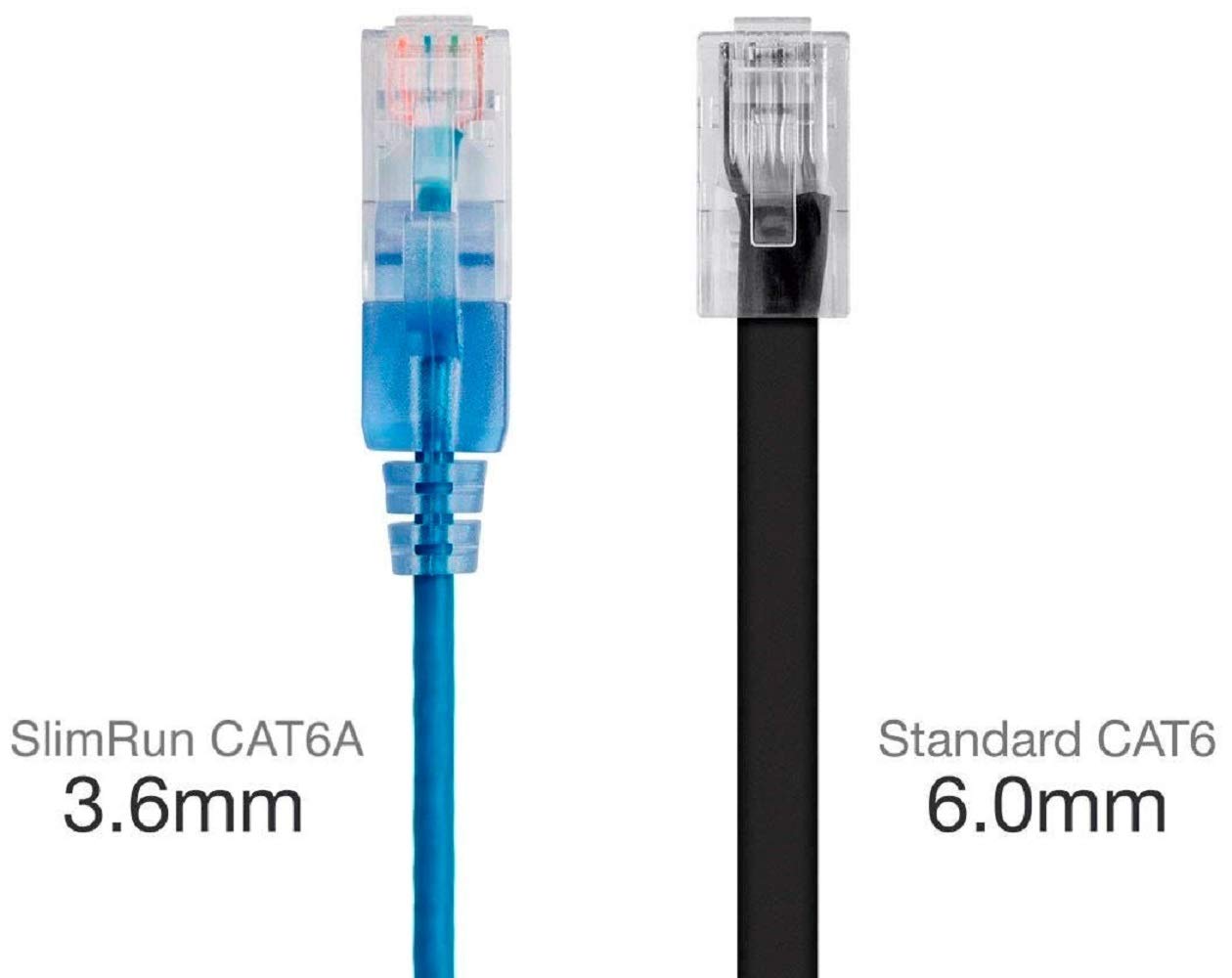 Monoprice Cat6A 50Ft Blue 10 Pk Patch Cable Utp 30Awg 10G Pure Bare Copper Snagless Rj45 Slimrun Series Ethernet Cable