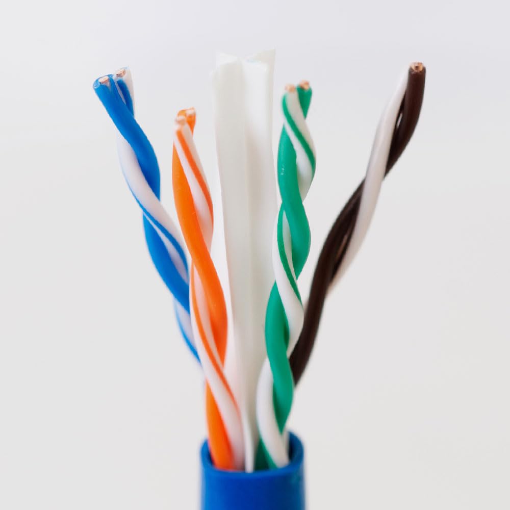 ICC Cat6e CMP Plenum 1000ft UTP 23AWG Solid Pure Copper, True Plenum Certified by UL Bulk Ethernet Cable, PoE++, 600MHz, Reelex No Tangle Pull Box, TAA, National Electrical Code Compliant, Blue