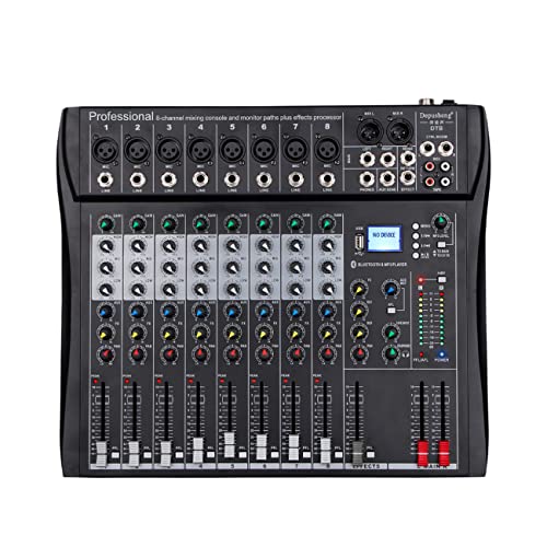 Depusheng Dt8 Professional Mixer Sound Board Console 8 Channel Desk System Interface Digital Usb Computer Mp3 Input 48V Phantom