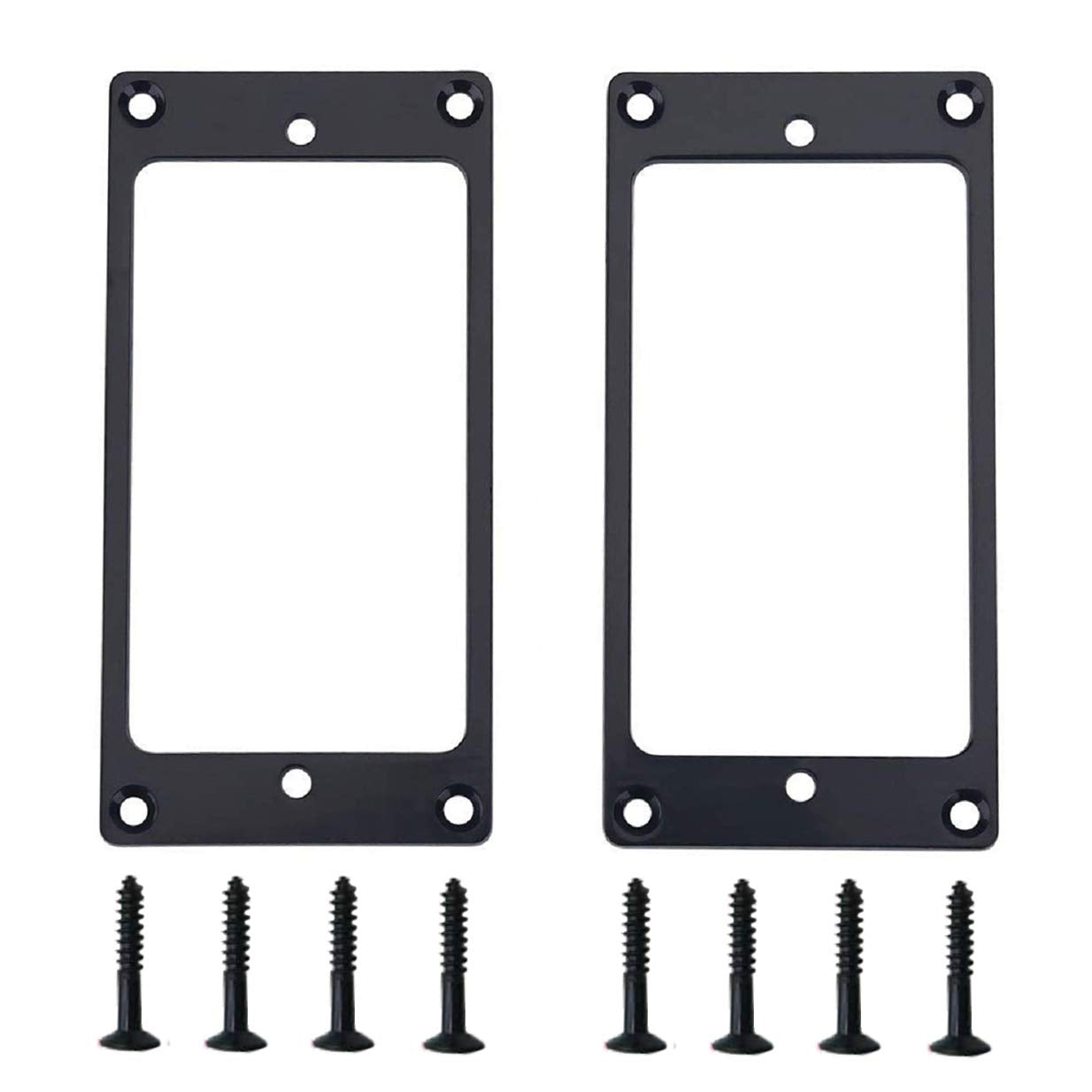 2Pcs Share Goo Metal Flat Humbucker Cover Electric Guitar Pickup Frame Mounting Ring With Screws (Black)