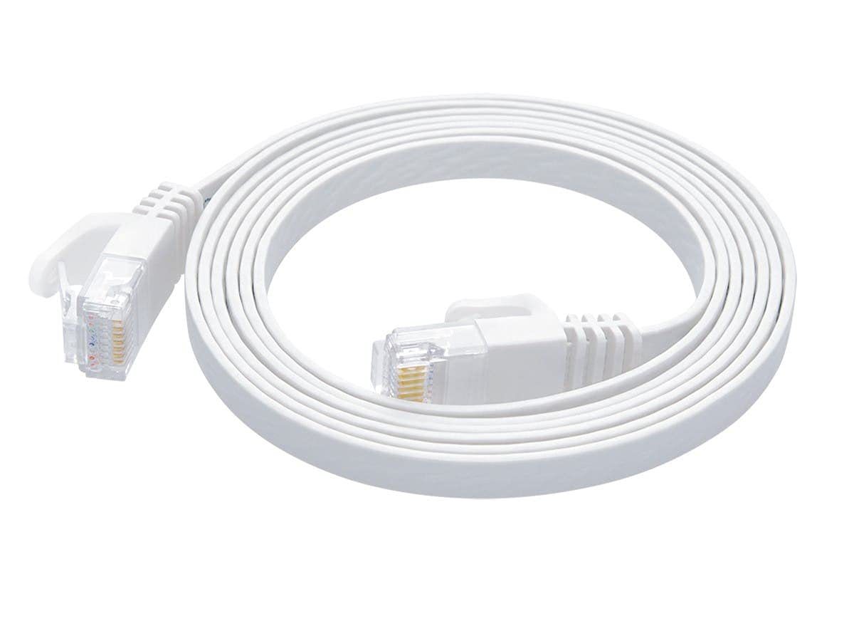 Monoprice Cat6 5Ft White Flat Patch Cable Utp 30Awg 550Mhz Pure Bare Copper Snagless Rj45 Flexboot Series Ethernet Cable