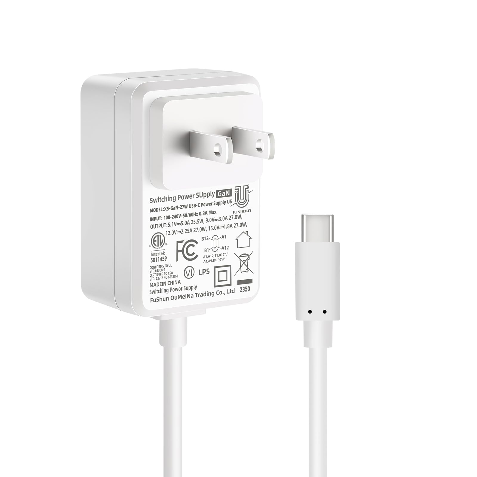 [Gan Pd 27W] Iuniker Power Supply For Raspberry Pi 5, 5.1V 5A 27W Pd Power Supply Usb C Power Supply For Raspberry Pi For Raspbe