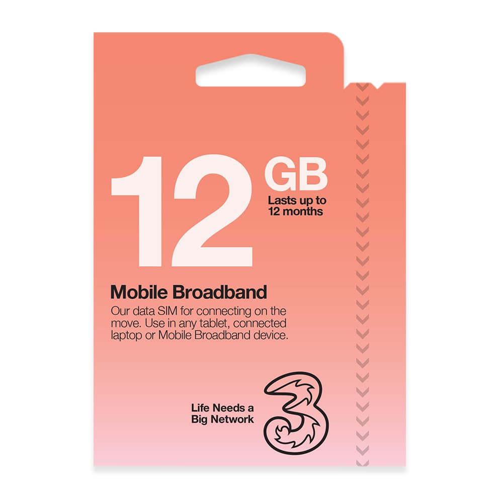 Three Mobile Pay As You Go Mobile Broadband 3 GB Data SIM