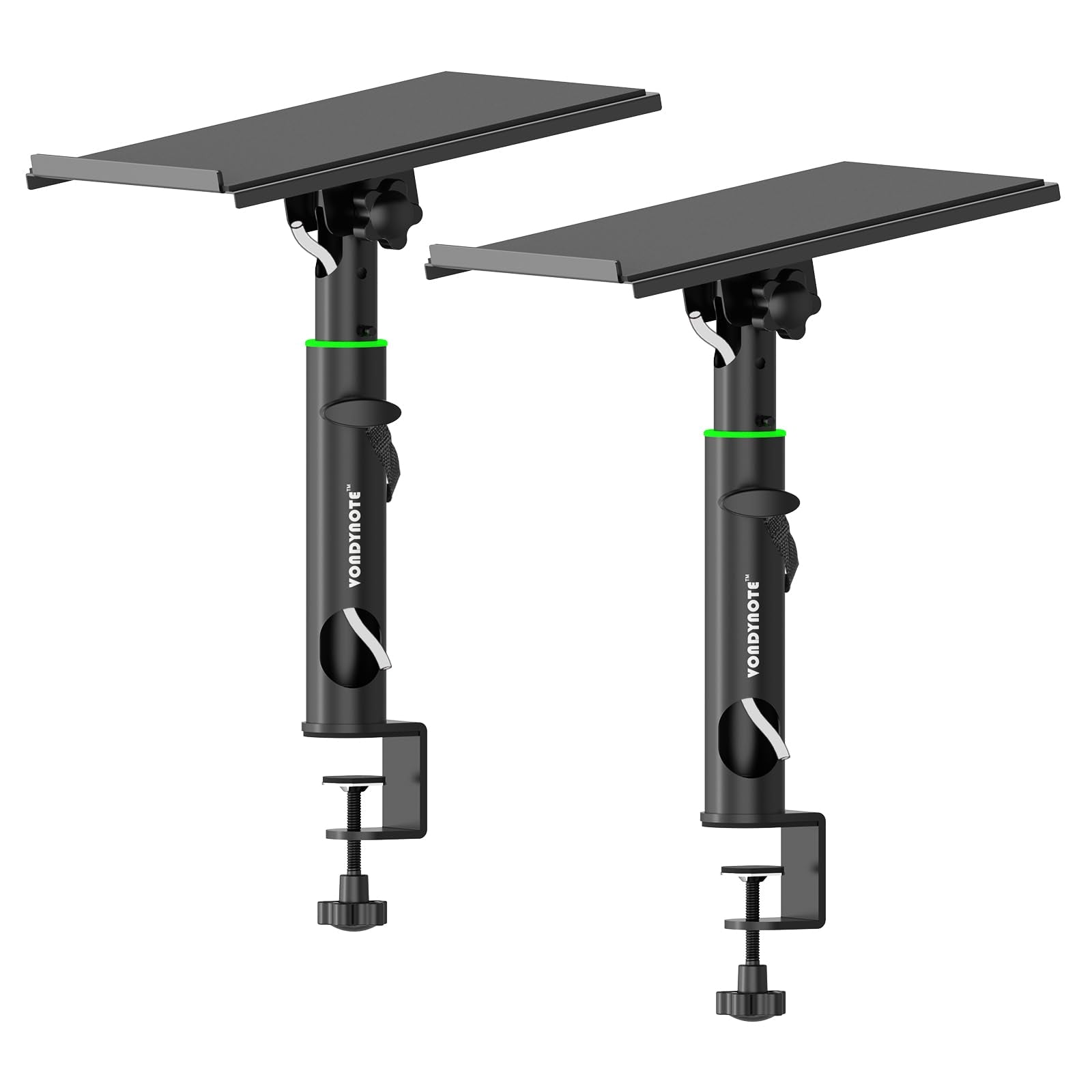 Vondynote Pair of Studio Monitor Stands Desk Clamp Speaker Stands 0-12Tilt Height Adjustable with Cable Management