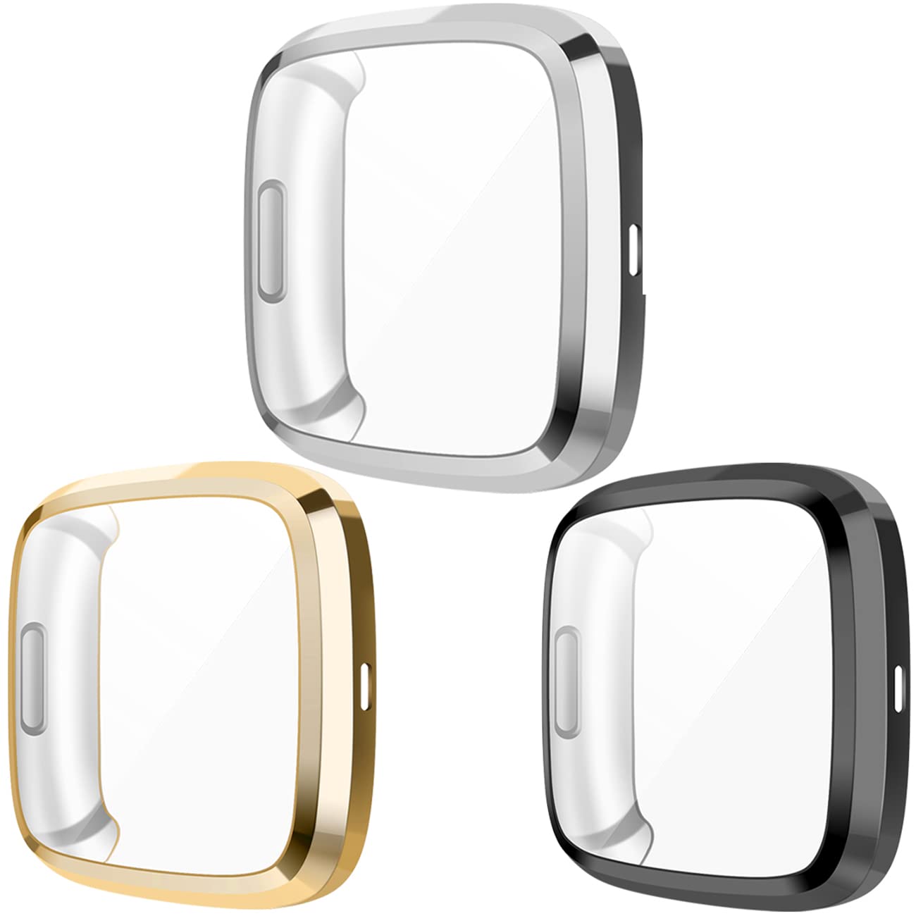 Wepro Screen Protective Case Compatible With Fitbit Versa 2 Smartwatch, 3 Pack Soft Tpu Full Cover Cases For Fitbit Versa 2 Watc