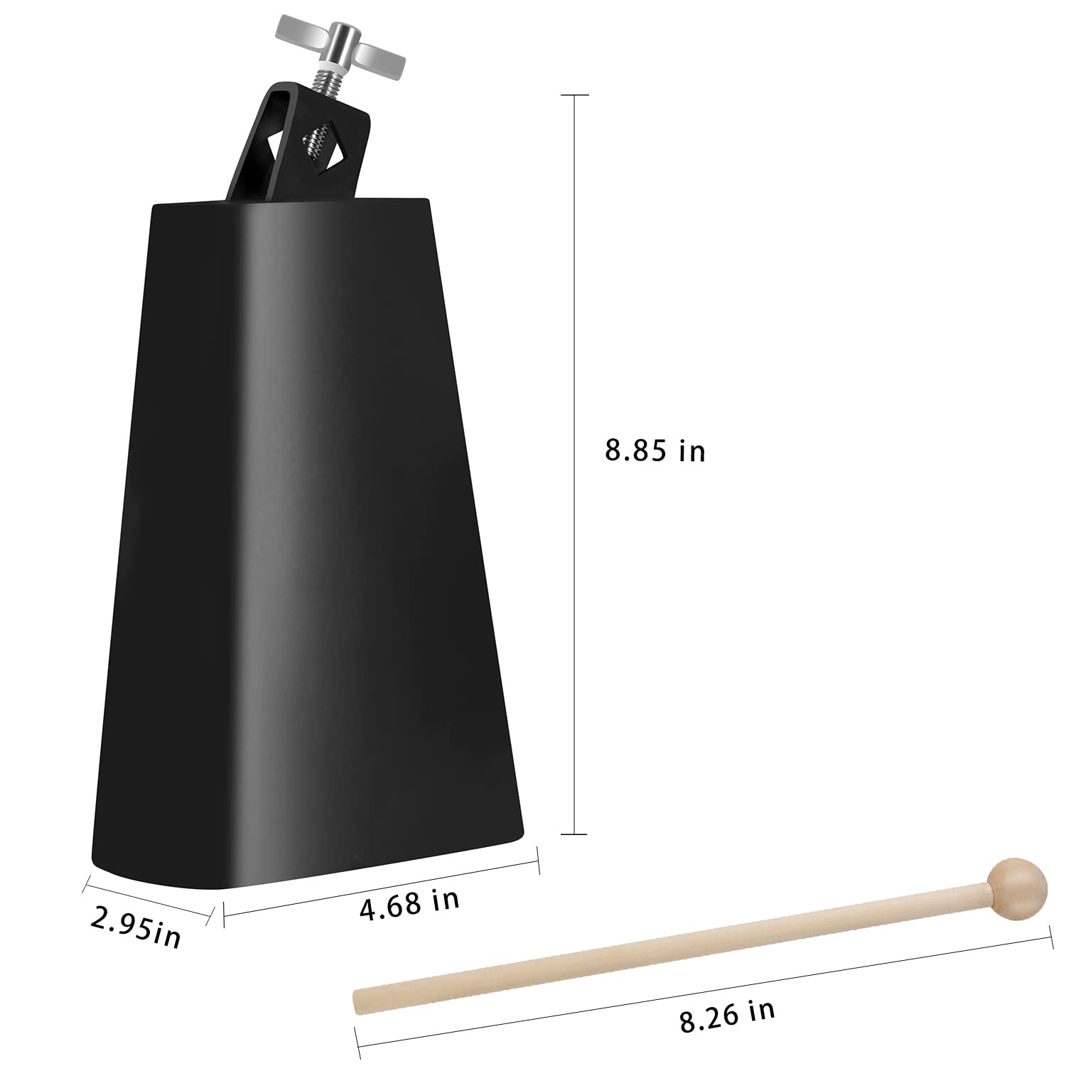 Eastrock 7 Inch Metal Steel Cow Bells Noise Makers Hand Percussion Cowbell With Stick For Drum Set