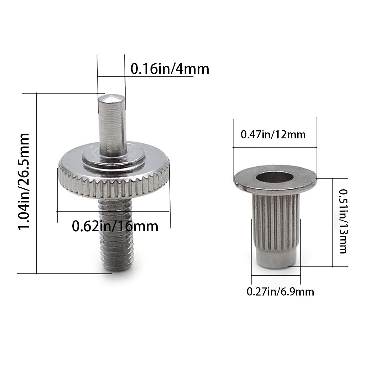 Ruiwaer 2Pcs Bridge Posts Guitar Bridge Studs Bridge Post With Anchors Guitar Roller Saddle Bridge Tune O Matic Bridge, Silver