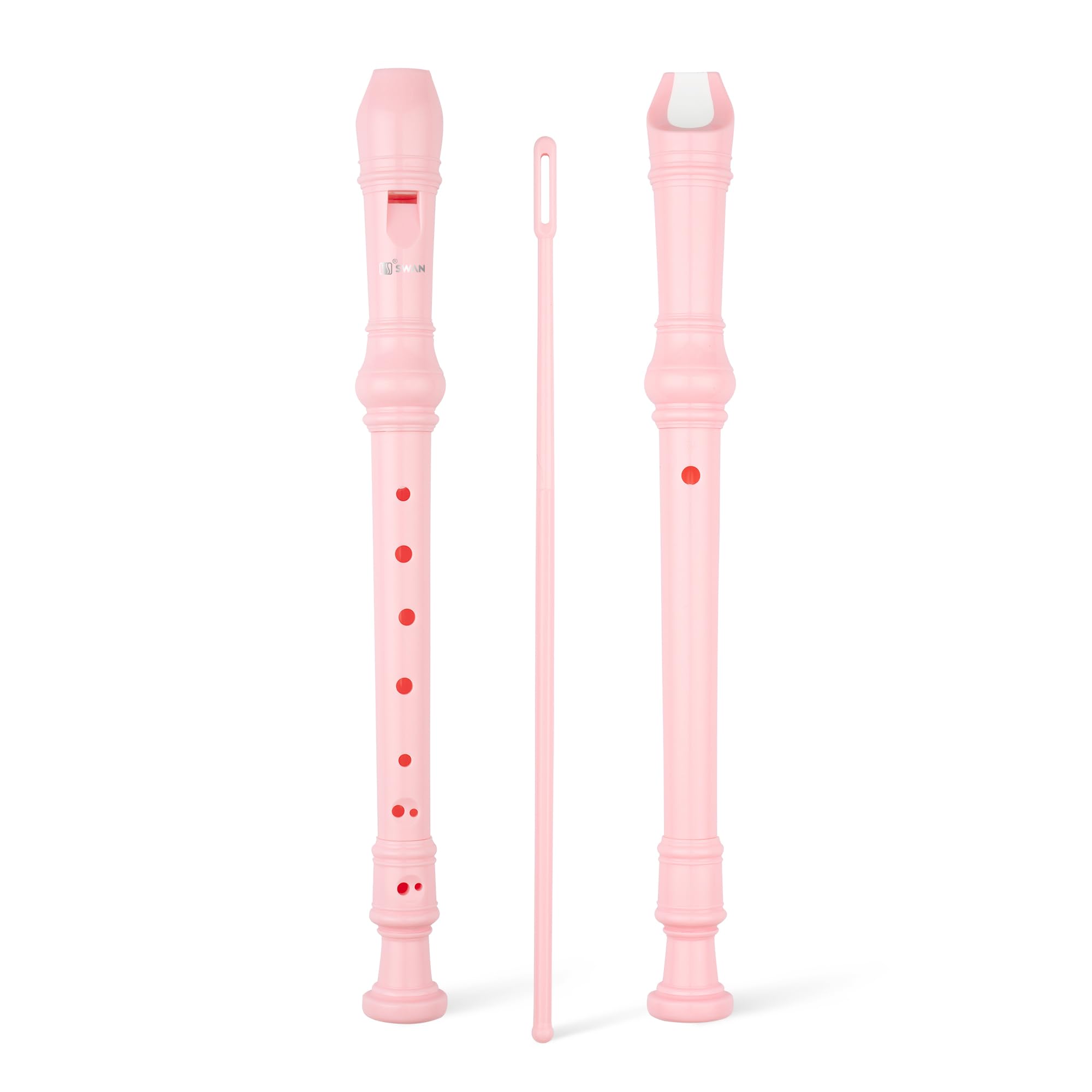 SWAN Soprano Recorder Instrument for Beginners - German Fingering 8 Hole Flute Detachable 3pcs ABS Descant Recorders with Cleani
