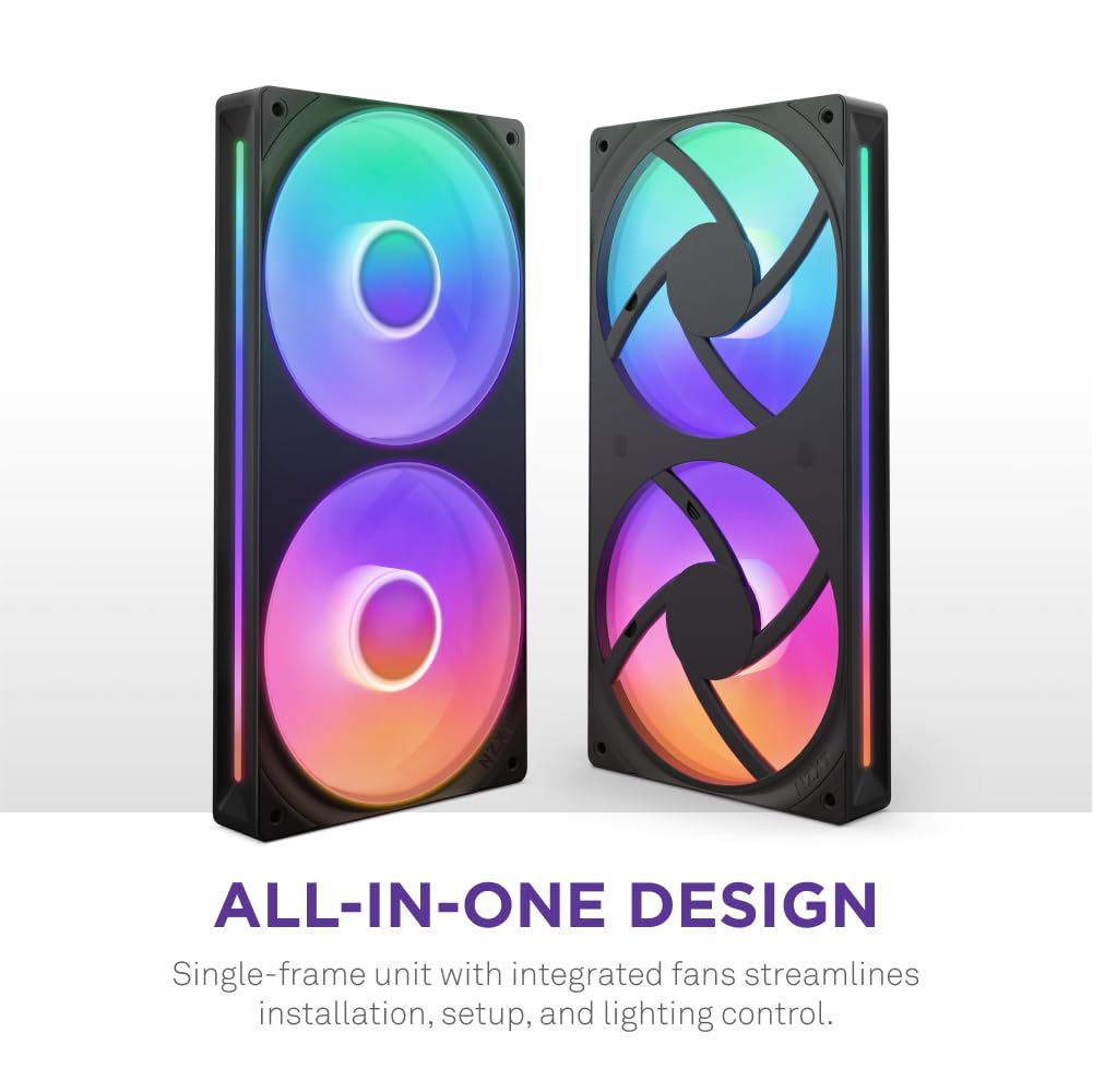 Nzxt F240 Rgb Core | 240Mm Single Frame Fan Unit With 2 X 120Mm Rgb Fans | Speed & Lighting Control | High Static Pressure & Air