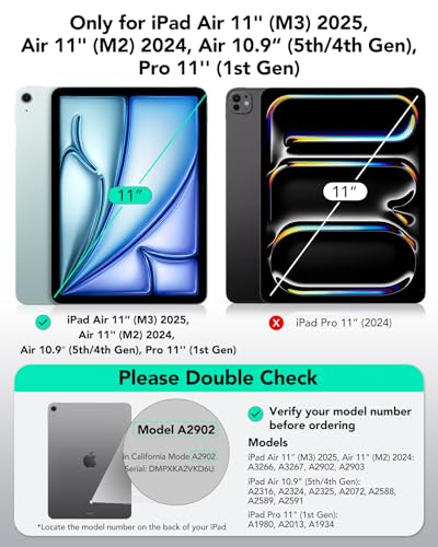 Esr For Ipad Air 11 Inch Case M3/M2 (2025/2024), Ipad Air 5Th/4Th Gen (2022/2020), Powerful Magnetic Attachment, Slim Trifold Stand Case, Auto Wake/Sleep, Durable Protection, Purple