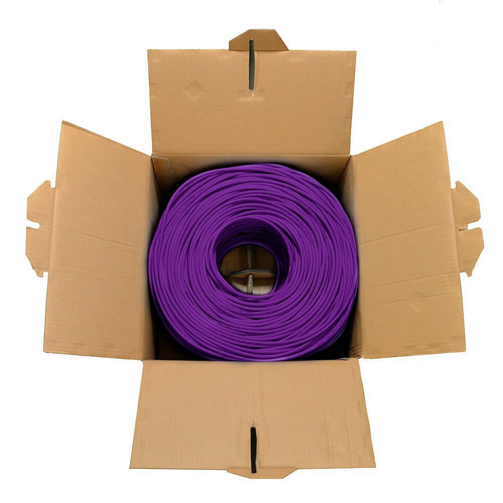 Cat6 1000Ft Solid Utp 23Awg Ethernet Cable 550Mhz Bulk Network Lan Rj45 Cca Wire 1000 Ft Pull Box Cat 6 (Purple)